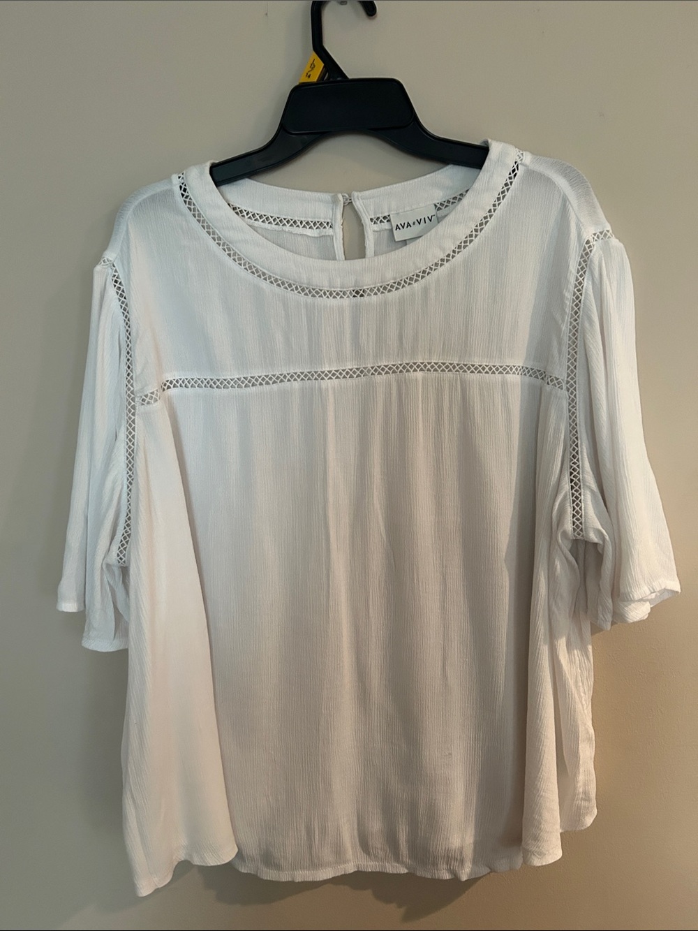 Ava & Viv White Crochet-Trim Peasant Blouse